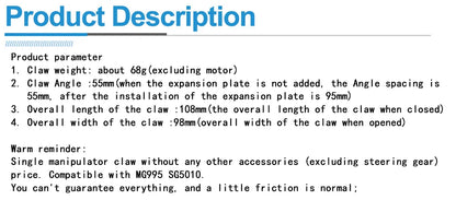 Metal Alloy Robot Manipulator Mechanical Arm Claw Kit MG996R for Arduino Robotics