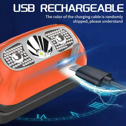 USB Rechargeable Sensor Headlamp LED Head Torch Built-in Battery Head Flashlight for Outdoor Camping Fishing Headlight Lantern