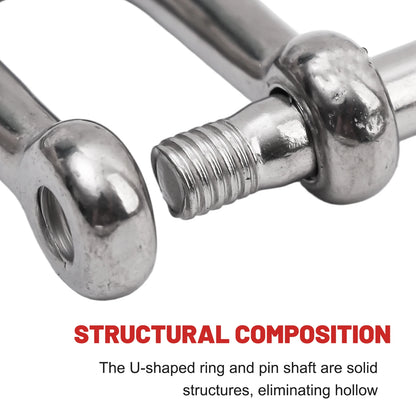 Stainless Steel D Link Shackle Ring Hooks Lifting Shackle Lock Wire Rope Clips D-Type Rigging Shackle Hooks Boat Hardware Tools