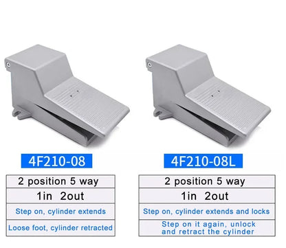 Lockable Pneumatic Foot Pedal Valve Switch 2 Position 5 Way Air Control Valve FV320 FV420 4F210-08GL for Industrial Machinery