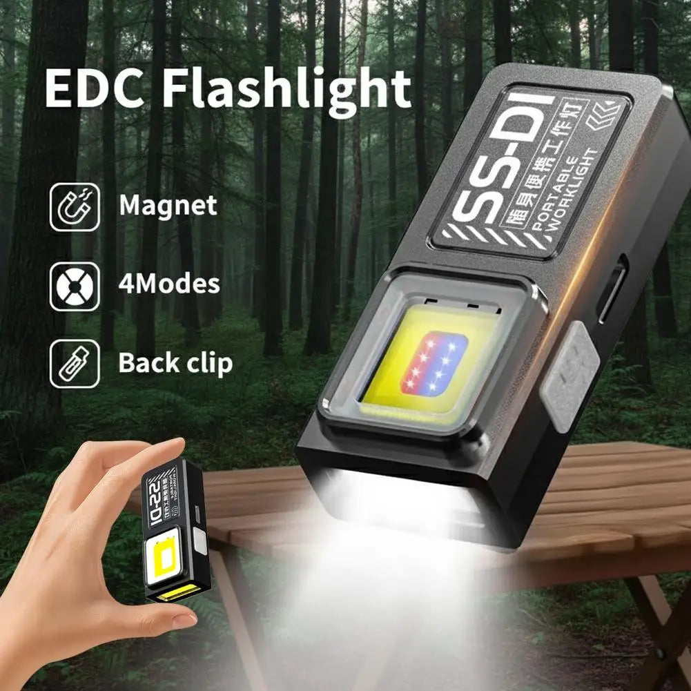 Rechargeable Mini Flashlight Super Bright COB Portable Work Light W/Magnetic Base Strobe Pen Clip-On Light Camping Emergency