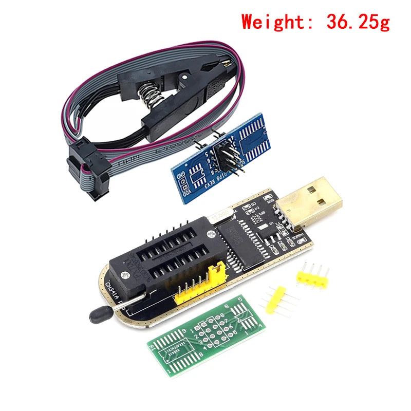 CH341A USB EEPROM Flash BIOS Programmer with SOIC8 SOP8 Test Clip for 24 25 93 Series Chips