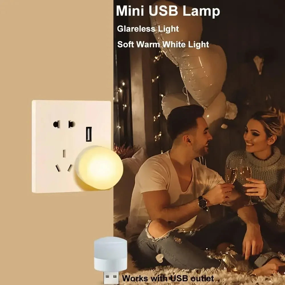 USB Night Light LED Mini Light Bulb USB Plug-in Lamp for Power Bank Charging, Home Office Eye Protection Book Lamp