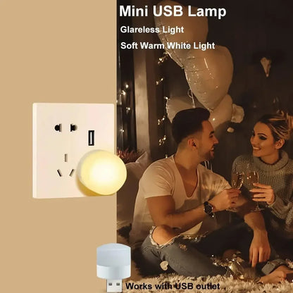 USB Night Light LED Mini Light Bulb USB Plug-in Lamp for Power Bank Charging, Home Office Eye Protection Book Lamp