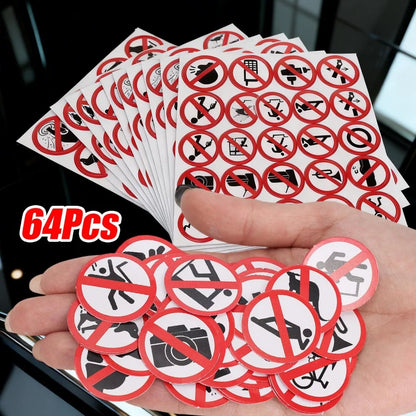 64Pcs Funny No Sign Car Sticker Pack Graffiti Vinyl Decal for JDM Moto Helmet Laptop Skateboard Waterproof Luggage Decor Bumper