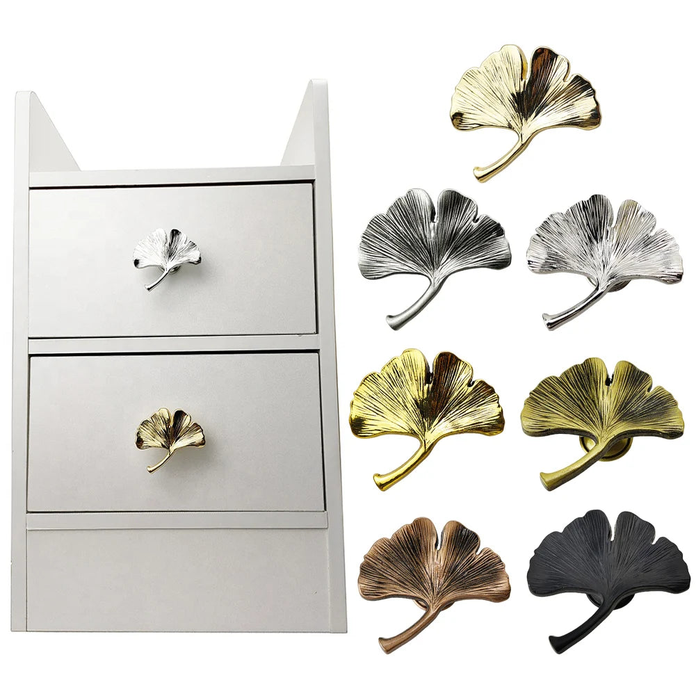 Zinc Alloy Ginkgo Leaf Cabinet Handle for Furniture Doors Providing Resistance and Applicable to For Children Rooms