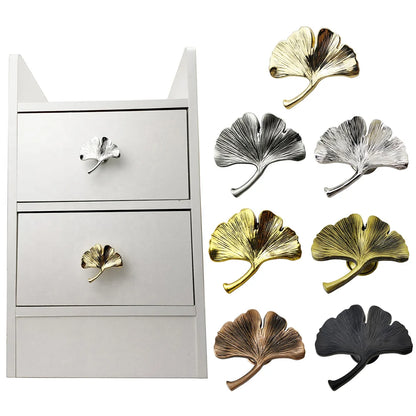 Zinc Alloy Ginkgo Leaf Cabinet Handle for Furniture Doors Providing Resistance and Applicable to For Children Rooms