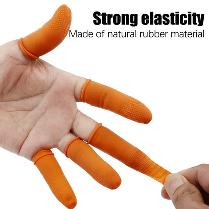 200/10PCS Latex Finger Cots Orange Thumb Caps Anti-static Industry Rubber Fingertips Protector Gloves Non-slip Finger Gloves