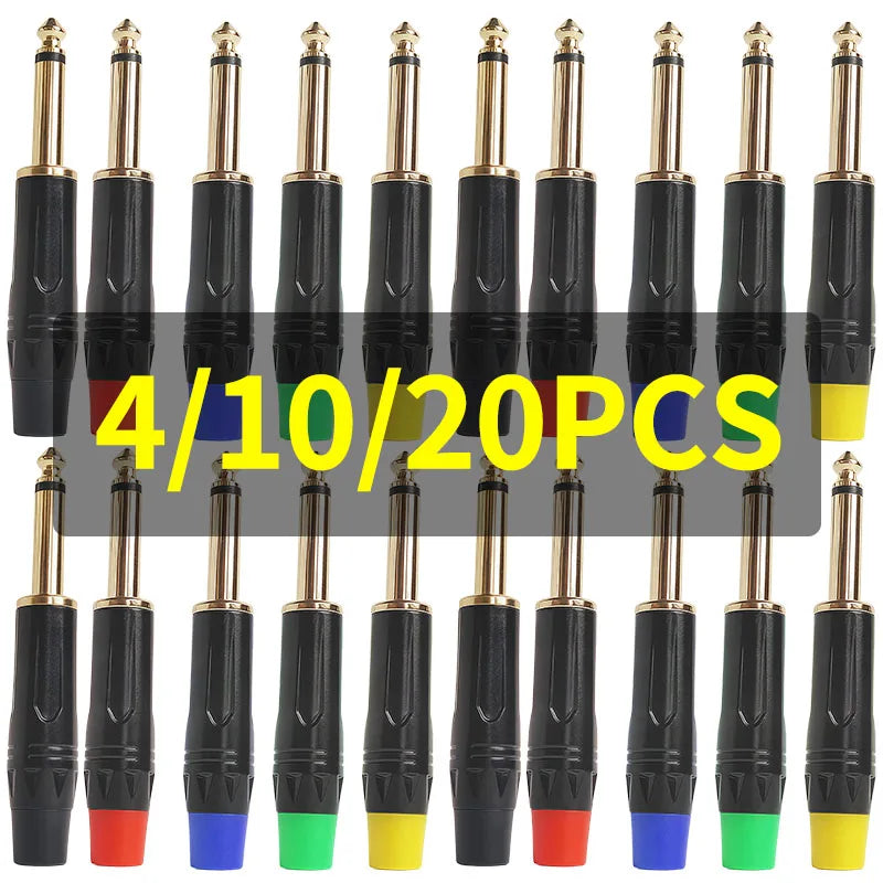 6.3mm Mono Plug to Gold RCA Connector Coaxial AV Audio Video Solder Adapter for Speaker Amplifier Mixer PC DIY