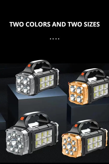 USB Rechargeable Solar LED Flashlight COB Work Light 4 Gear Camping Lamp