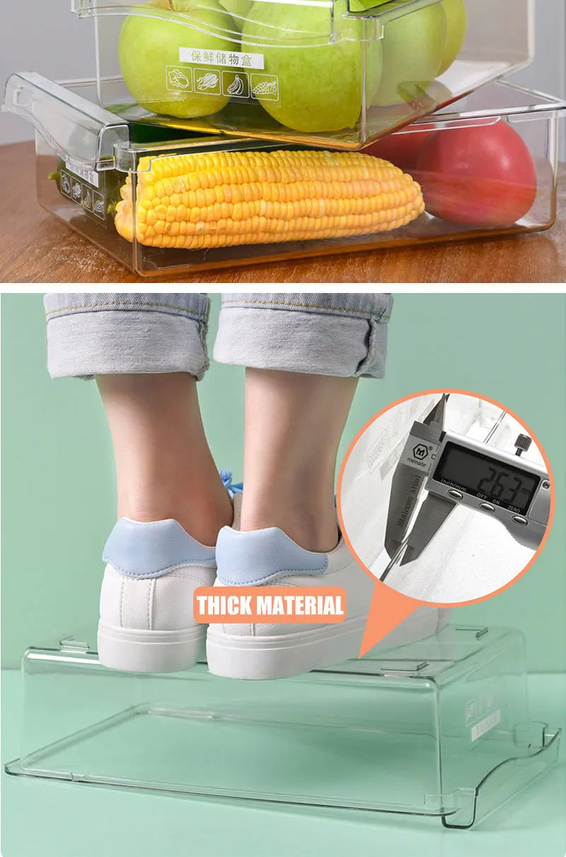 Fridge Slide Under Shelf Drawer Food Storage Organizer Box