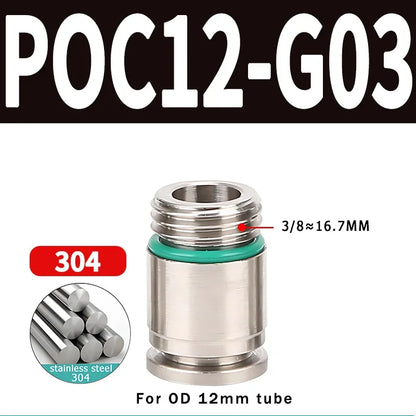 Stainless Steel 304 POC-G Internal Hexagonal Quick Insertion Pneumatic Fitting Gas Pipe Quick Insertion Joint