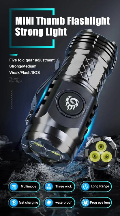 High Quality SST20 LED Flashlight USB Rechargeable Pen Clip Torch
