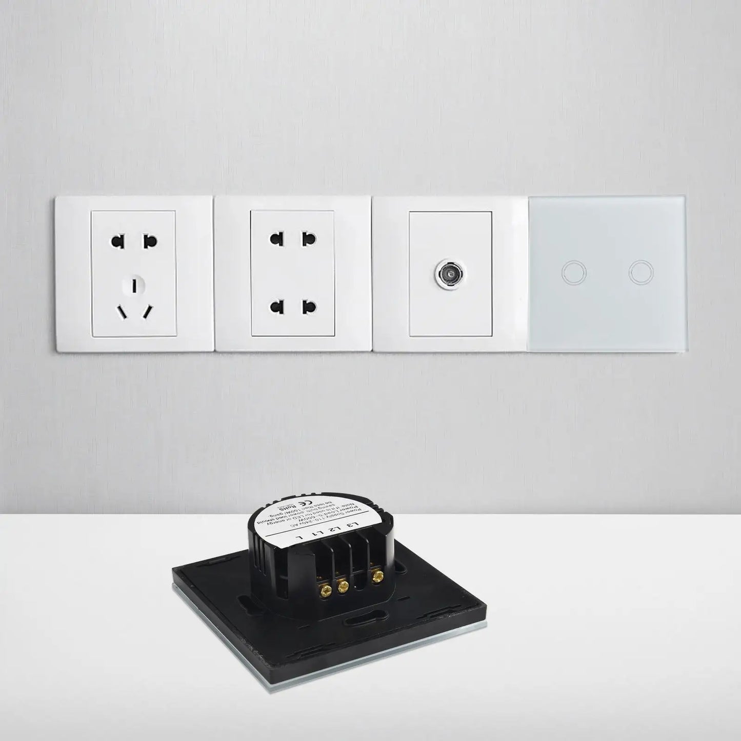 2-Gang Touch Switch Touch Dimmer Switch Office Lighting Home Decor 30 -90 Brightness Dimming No Neutral Wire Required