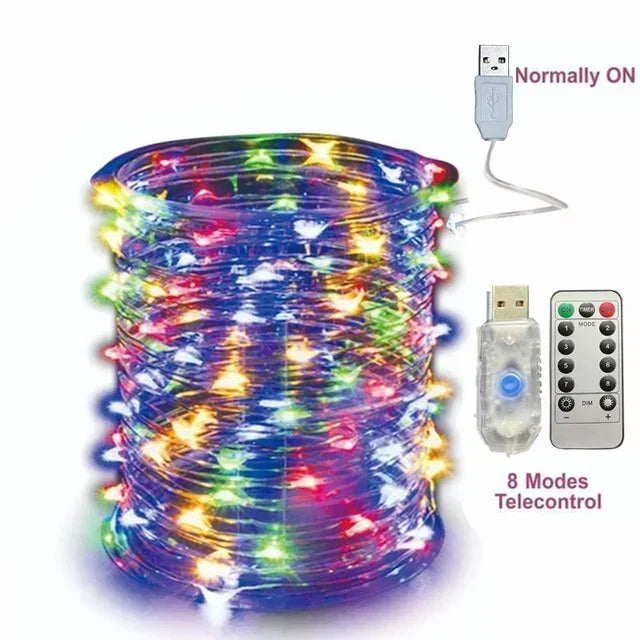 5M/10M/20/30M Telecontrol 8Mode Remote Control Lights USB Led String Light Fairy garlands Wedding Christmas Holiday Decor lamps