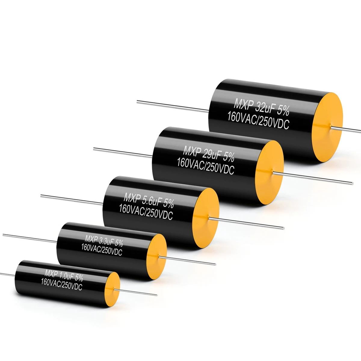250V/160V MXP Audio Capacitor 0.22µF-22µF for HiFi Frequency Divider & Speaker Applications