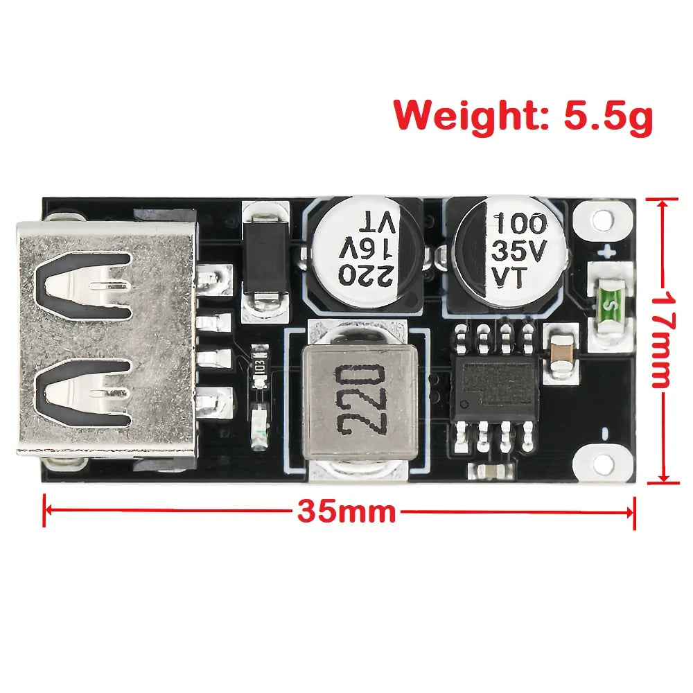 USB QC2.0/QC3.0 DC-DC Buck Converter Module Fast Charging Step-Down 6-32V to 5V/9V/12V/24V