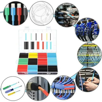 Heat Shrink Tube Kit 800PCS | PE Cross-Linked Thermoresistant Tubing | Waterproof Cable Insulation Sleeve
