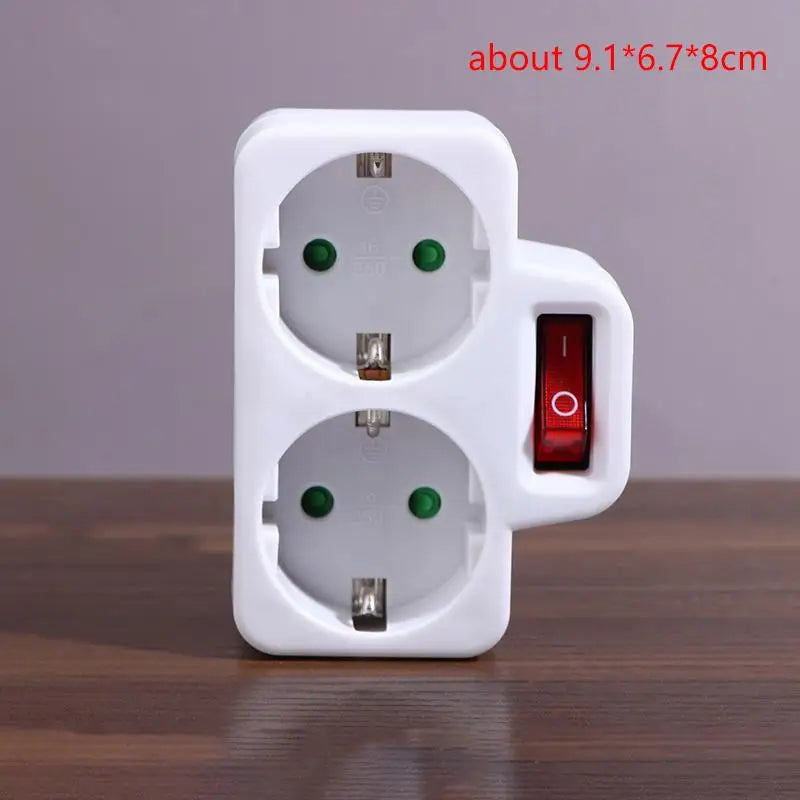 16A Plug Adapter Travel Charging German Standard Power Converter For Portugal Turkey 1 To 3 Plug EU Socket Adapter With Switch