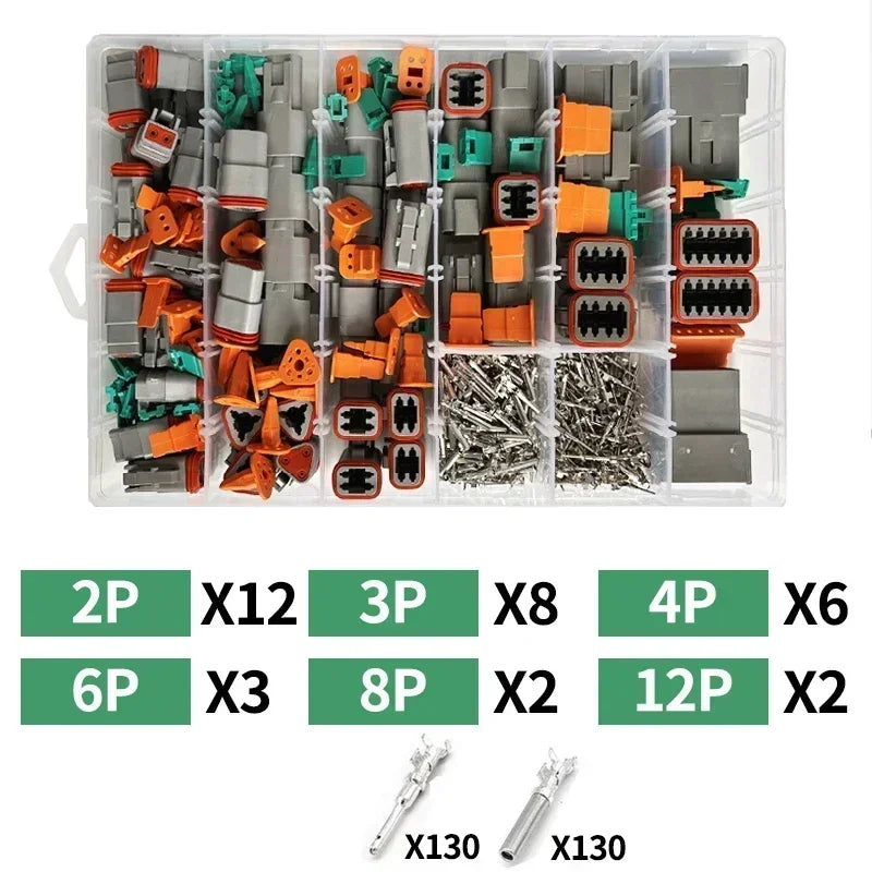 Deutsch DT Series Connector Combo Kit | DT04 / DT06 | 2–12 Pin Sealed Waterproof | 16–20AWG Terminals | Carrying Case