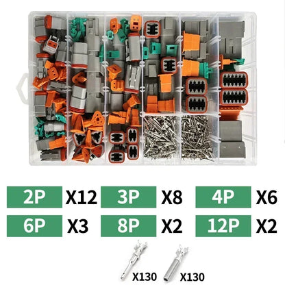 Deutsch DT Series Connector Combo Kit | DT04 / DT06 | 2–12 Pin Sealed Waterproof | 16–20AWG Terminals | Carrying Case