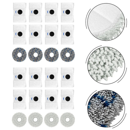 Set of 8 Dust Bags and 4 Wiping Cloths for Deebot For T20 For Omni X1 For Omni 8 Robot Vacuum Cleaner Protective Accessories