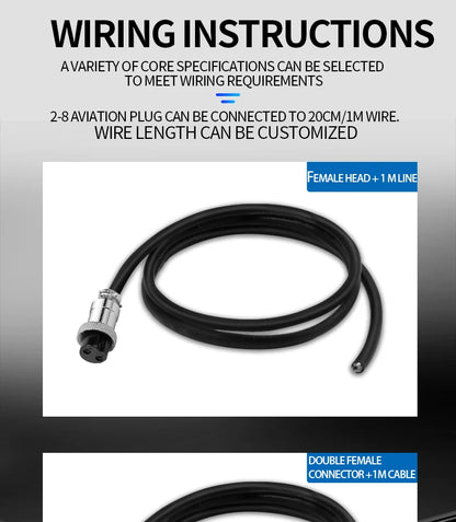1PCS GX16 Auto Waterproof Connector 2-10 Pins with Power Cable Line Socket Plug — Suitable for Industrial Machinery and Equipment