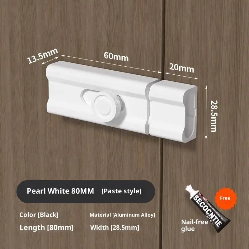 No Punching Door Lock Buckle Anti-Theft Latch Adhesive Hardware