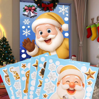Christmas Window Stickers Winter Snowman Santa Claus Snowflake Reindeer Static Electricity Stickers Ornaments Xmas Home Decor