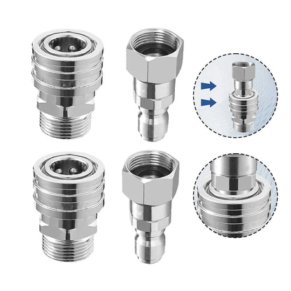 Pressure Washer Adapter Kit — 360° Rotation Male &amp; Female Quick Connector Set, Rust-Resistant Fittings