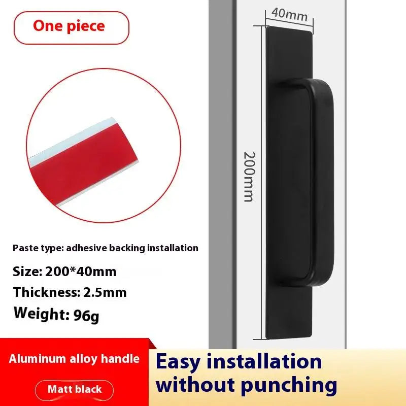 New Aluminium Alloy Punch-Free Furniture Cabinet Handle Sliding Door Pull and Flush Hardware Set for Wood Door Drawer