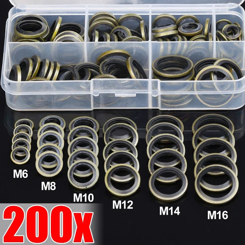 Car Oil Pan Drain Gasket Kit — Rubber Oil Drain Plug Washer Seal Set M6 M8 M10 M12 M14 M16