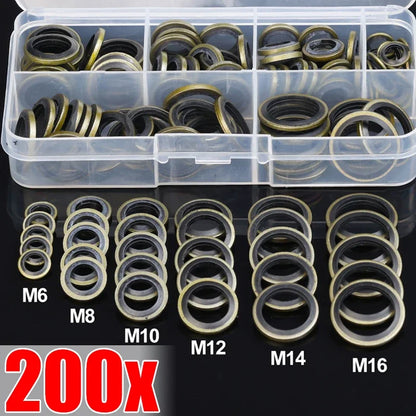 Car Oil Pan Drain Gasket Kit — Rubber Oil Drain Plug Washer Seal Set M6 M8 M10 M12 M14 M16