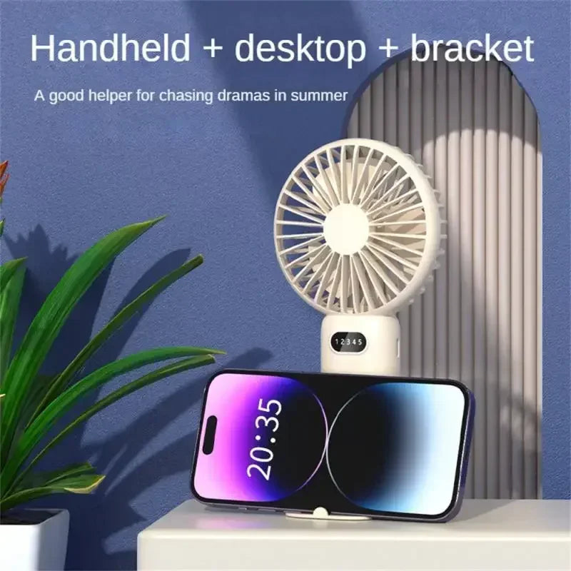 Creative Mini Handheld Small Fan USB Charging Portable 5 Speed High Wind Desktop Office Travel Pocket Fan Student Indoor Quiet