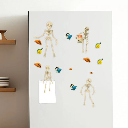 10/1PCS Halloween 3D Poseable Skeleton Magnet with Movable Joints Refrigerator Decoration Halloween Creative DIY Craft Ornament