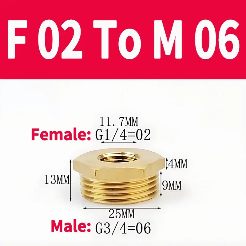 Brass BSP Reducing Hexagon Bushing Adapter Fitting Male to Female Connector for Fuel Water Gas Oil 1/8" 1/4" 3/8" 1/2" 3/4" 1"