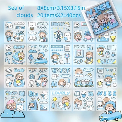 40/80pcs PET Stickers Season Series PET Decorative Stickers DIY Diary Girls Scrapbooking Material Decor Album Stationery Sticker