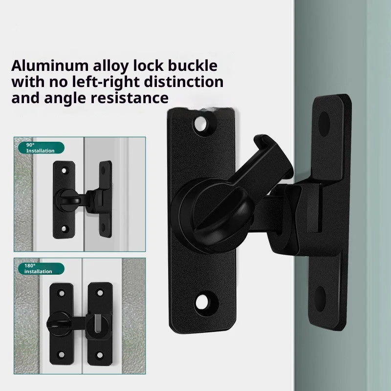 New Punch-free Hasp Latch Door Lock Black Cabinet Locks Kids Safety Lock  Sliding Door Anti-pried Hook Lock Hardware