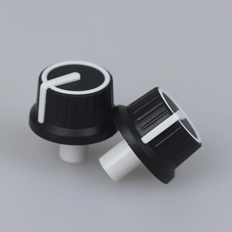 2 Piece 25*25.5MM black and white rubber half shaft knob potentiometer rotary encoder volume switch knob