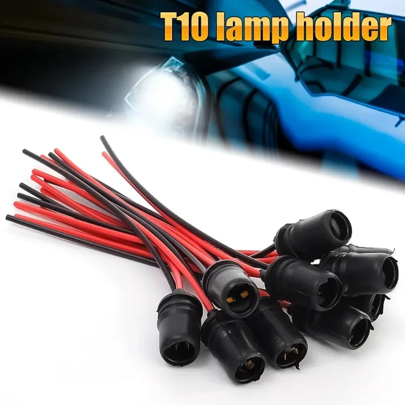 DC12V T10 W5W 147 Bulb Socket Connector Wire Harness Holder 14cm
