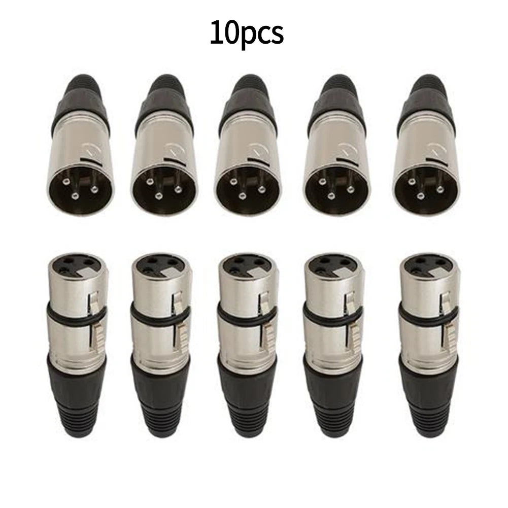 10 Pairs/PCS XLR DMX 3 Pin Audio Microphone Cable Connectors 10pcs Male + 10pcs Female MIC Snake Plug Cable Adapters 8 Options