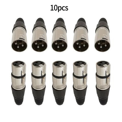 10 Pairs/PCS XLR DMX 3 Pin Audio Microphone Cable Connectors 10pcs Male + 10pcs Female MIC Snake Plug Cable Adapters 8 Options