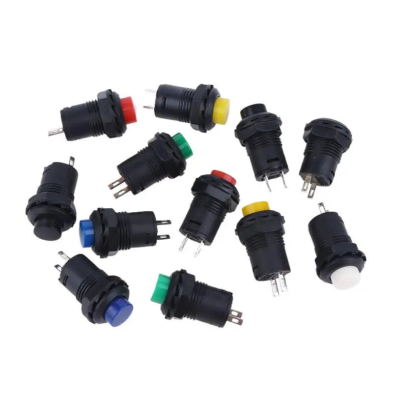 10pcs DS-428/427 12mm Push Button Switch – Self-Lock & Momentary Pushbutton Switch OFF-ON 1.5A/250VAC