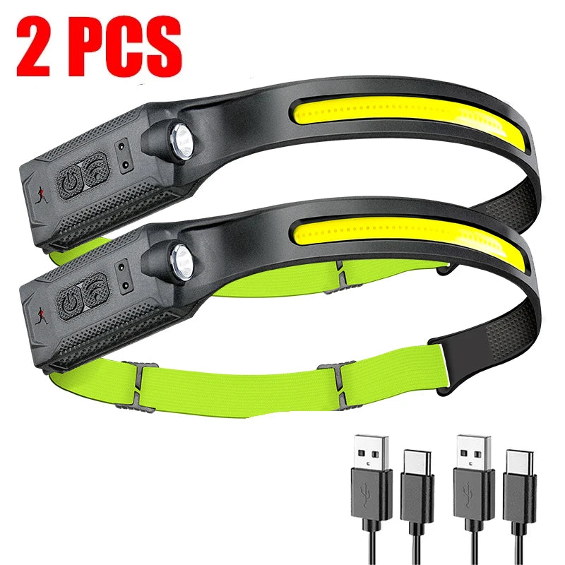 High-power LED Headlamp USB Rechargeable 3-mode Lighting Headlight Flashlight Built in Battery Working Light Camping Torch Light