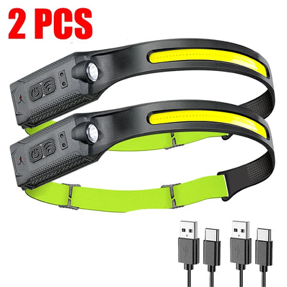 High-power LED Headlamp USB Rechargeable 3-mode Lighting Headlight Flashlight Built in Battery Working Light Camping Torch Light