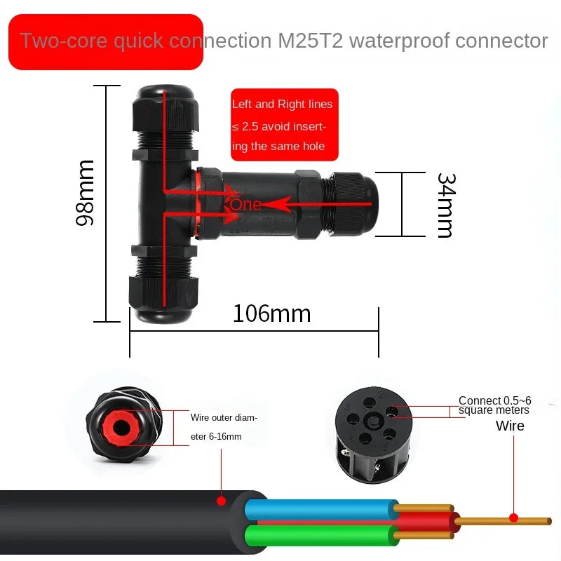 IP68 Waterproof Cable Connector I/T Type Junction Box 2-pin 3-pin 4-pin 5-pin Electrical Terminal LED Lights Wire Waterproof Box