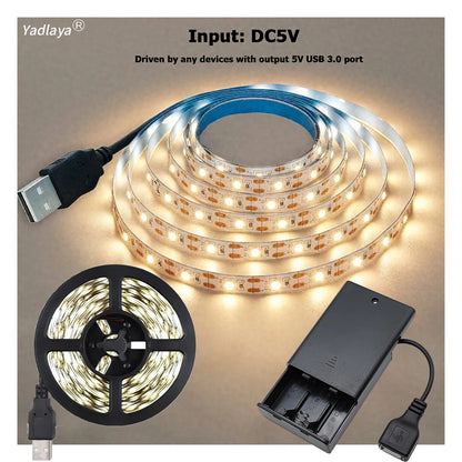 3AA Battery Powered LED Strip Light SMD2835 Flexible Backlight 1-5M
