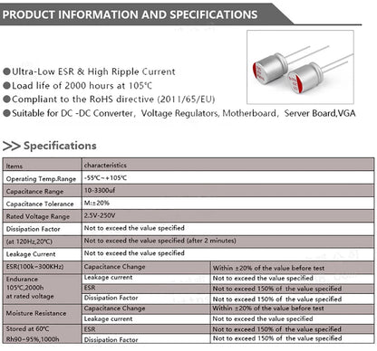 DIP Solid Electrolytic Capacitor 16V 47uF–1500uF for Graphics Card and Motherboard Applications