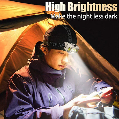 COB LED Induction Headlamp USB Rechargeable 5 Mode 18650 Headlight