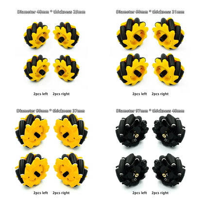 Omnidirectional Mecanum Wheels for TT Motor Robots with 6mm Bushings